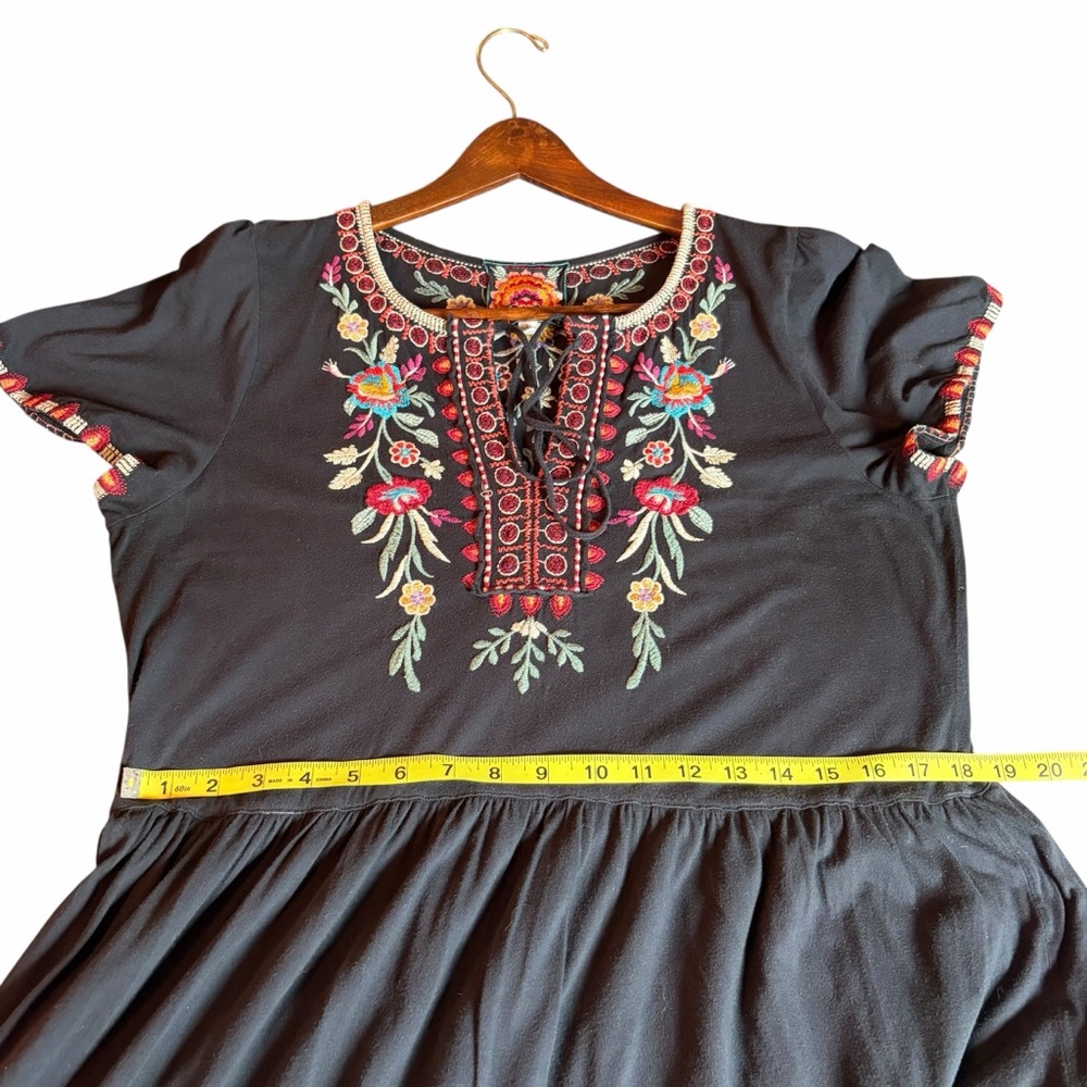 JOHNNY WAS LOS ANGELES NYA TIERED EMBROIDERED MIDI DRESS SIZE LARGE - Picture 5 of 7